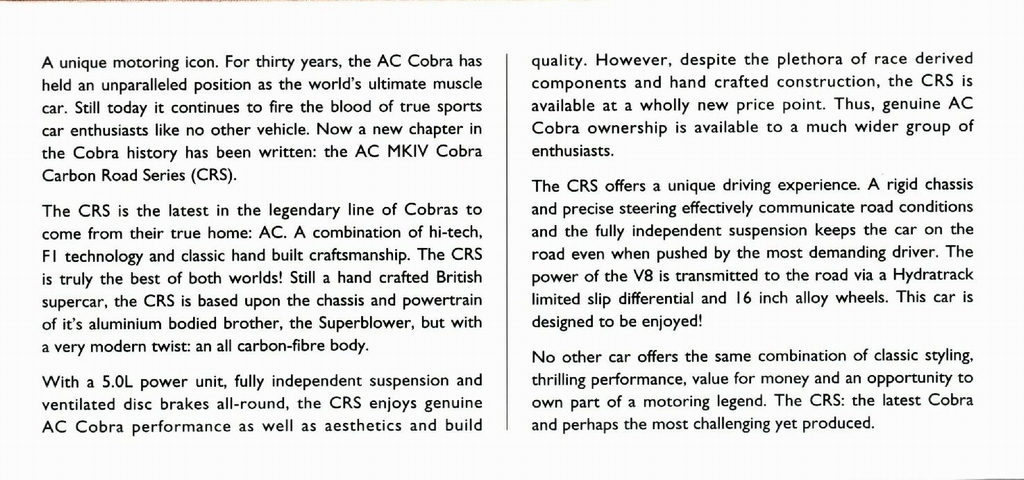 1999 AC Mark IV Brochure Page 9